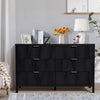 YOCWO Fluted Nightstand for Bedroom Set of 2 , Wood Bedside Table Set of 2 with Drawers, Black