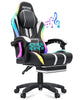 HOFFREE Big and Tall Gaming Chair with Speakers and RGB Lights, Gamer Chair with Footrest, Lumbar Support Height Adjustable 360-Swivel Seat and Headrest for Adults, 400lbs