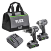 FLEX FXM201-2A 24V BRUSHLESS CORDLESS 2 TOOL COMBO KIT 1/2" 2 SPEED DRILL DRIVER & 1/4" HEX IMPACT DRIVER W/ 2 2.5H LITHIUM BATTERY + CHARGER