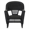 Jeco 3 Piece Resin Wicker Outdoor Patio Rocker Chair with End Table Set in White