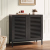 JOMEED Buffet Sideboard Cabinet with Louvered Doors & Adjustable Shelf, Wood Storage Cabinet for Kitchen, Dining Room, Living Room, Entryway Walnut