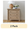 My Texas House Monroe 3 Drawer Nightstand with USB, Brushed Oak Finish