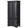Costway Accent Storage Cabinet Adjustable Shelves Antique 2 Door Floor Cabinet Cream White