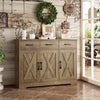 Homfa 42.5'' Kitchen Buffet Sideboard Cabinet, 3 Drawers Farmhouse Coffee Bar Storage Cabinet with Adjustable Shelf, White