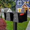 Mail Manager X2 Locking Mailbox Combo Kit with In-Ground Post, Black, 2 Compartment High Security Cluster