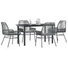 vidaXL 7 Piece Patio Dining Set with Cushions Black Poly Rattan Glass
