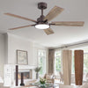 Zardon 52 inch Black Ceiling Fan with LED Light and Remote, Downrod 6-Speed and Quiet Reversible DC Motor for Bedroom, Living Room, Indoor