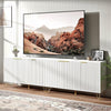 Fluted TV Stand for 100 Inch TV, Modern TV Stand Console, White Entertainment Center with Storage Cabinets, Adjustable Shelves & Gold Handles, Wood Media Cabinet for Living Room