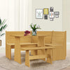 Breakfast Nook Kitchen Corner Dining Table Bench Chair Set, Space-Saving 3-4 Seat L-Shape Farmhouse Mid Century Modern Style for Family Home Black Wood