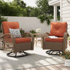 ELPOSUN 3 Pieces Patio Furniture Set, Outdoor Swivel Gliders Rocker, Wicker Patio Bistro Set with Rattan Rocking Chair, Glass Top Side Table and Thickened Cushions for Porch Deck Backyard