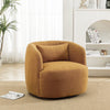 34" Wide Boucle Swivel Barrel Chair, No Assembly Round Upholstered Armchair Accent Chair Single Sofa Chair with Toss Pillow for Living Room and Bedroom, Taupe