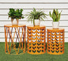 Y&M Set of 3 Nesting Metal Round Coffee Table, Side Table End Table for Indoor Outdoor Multifunctional Use,Heavy Duty Metal Plant Stand Garden Stool- Black
