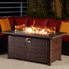 HOMREST Propane Fire Pit Table, 44 Inch 50,000 BTU Auto-Ignition Gas Fire Pit Table Rectangular /w Glass Wind Guard, Wood Plastic Composites Tabletop, CSA Certification Firepit for Outdoor Patio Lawn