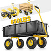 GVDV Heavy Duty Steel Garden Cart with Liner, 660lbs Capacity, 3 Cu ft, 10" All-Terrain Wheels, Black/Yellow �C Durable Utility Cart for Yard Work, Hauling, and Outdoor Use