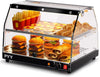 Commercial Food Warmer Display, 2-Tier Electric Countertop Food Warmer with LED Lighting Adjustable Glass Door, Pastry Display Case for Buffet Restaurant Black
