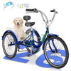 MOONCOOL Adult Tricycles with Rear Basket & Inflator, 24 26 inch 7 Speed 3 Wheel Bikes, Three-Wheeled Bicycles Adult Trike with Backrest for Seniors, Women, Men