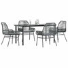 vidaXL 7 Piece Patio Dining Set with Cushions Black Poly Rattan Glass