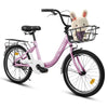 20 Inch Kids Bike for Boys Girls, 1 Speed Children Bicycle with Basket, Rear Seat, Chain Guard, Coaster Brake and V-Brake, Steel Frame Kids Bike for Ages 6-12 Years Old Birthday Gift, Purple