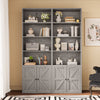 Furmax 1 Piece 4-Shelf Farmhouse Bookcases 4-Tier Bookshelf with Adjustable Shelves&Doors,Storage Cabinet for Home Living room,Kitchen,Office,White
