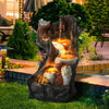 Magic Union Outdoor Water Fountain, Garden Decor Outside Indoor Waterfall Cascading Rock Fountain with Retro Decorative Faucet, Patio Resin Fountains for Yard, Deck, Porch and Home, Imitation Stump