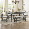 PORKISS 6-Piece Dining Room Set, Farmhouse Dining Table Set with Bench and 4 Upholstered Chairs, Natural
