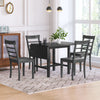 Harper & Bright Designs 5 Pieces Wooden Round Dining Table and Chair Set with Special-shaped Legs and an Exquisitely Designed Hollow Chair Back for Dining Room
