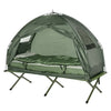 Outsunny Multifunctional Folding Camping Cots for Adults, Elevated Tent with Sleeping Bag, Thick Air Mattress Pad, Portable Single Sleeping Cot Camping Bed