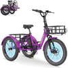MOONCOOL TK1 Folding Electric Tricycle for Adults,48V 14.5Ah Removable battery, 500W（Peak 1000w）Motor, 20" Fat Tire Step-Thru 3Wheel Electric Bicycle w/Front&Rear Baskets, Certified to UL 2849 by SGS