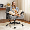 Romorgniz Criss Cross Chair with Adjustable Arms & Lumbar Support Office Chair with Reclining Back, Thick Cushion & Wheels for Office, Gaming, Reading, Vanity, Off-White