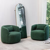 34" Wide Boucle Swivel Barrel Chair, No Assembly Round Upholstered Armchair Accent Chair Single Sofa Chair with Toss Pillow for Living Room and Bedroom, Taupe