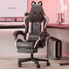 Dowinx Gaming Chair Cute with Cat Ears and Massage Lumbar Support, Ergonomic Computer Chair for Girl with Footrest and Headrest, Comfortable Reclining Game Chair 290lbs for Adult, Teen, Blue Green