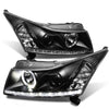 AKKON - For Chevy Cruze Black Bezel DRL Daylight LED Light Tube/ Strip Halogen Type Projector Headlights Pair