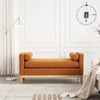 53.5"W Elegant Upholstered Bench with Wood Legs & Round Pillows,Comfy Boucle Fabric Footrest with Arms, Entryway Bench for End of Bed, Bedroom and Living Room, Ivory