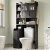 Over The Toilet Storage Cabinet with 3 Doors, Farmhouse Space Saver for Bathroom Organizer with Paper Holder, 10 Shelves and Hooks, 7-Tier Over Washing Machine Cabinet for Laundry, Bathroom, Natural