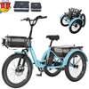 ABORON 3.0 Fat Tire Electric Trike for Senior Foldable E-Bike, 500W Motorized Tricycle Adult 20" Folding 3 Wheel Electric Commute Bike Trike w/48V Battery and Storage Baskets,