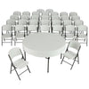 Lifetime 4 60 inch Round Folding Tables with 32 Folding Chairs - Almond