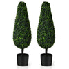 Costway 2 Pack 3FT Artificial Tower Topiary Tree UV Resistant Indoor Outdoor