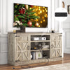 Chvans Farmhouse Barn Door TV Stand for up to 65" TVs & 23" Electric Fireplace, Entertainment Center Console Table with Adjustable Shevles