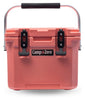 10L-10.6 Quart Portable Hard Cooler Ice Chest, Perfect for Drinks, Lunch, Beach, Picnics, Boating, Camping and Travel with 2 Molded-in Cup Holders and Folding Aluminum Handle Coral