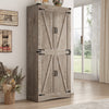 71" Tall Farmhouse Kitchen Pantry Cabinet, 5 Layers Storage Cabinet with Adjustable Shelves, Farmhouse Pantry Cabinet with 4 Barn Doors for Kitchen, Dining Room, Bathroom, Living Room, Rustic White
