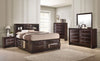 Contemporary King Size 6pc Master Bedroom Set Captains Bed Storage Drawers Cherry Finish Solid Wood Furniture