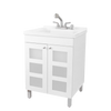 TEHILA White Utility Sink Laundry Vanity with Chrome Finish Pull-Out Faucet and Soap Dispenser