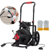 Aoile Sewer Snake 100 ft x 1/2 in, Professional Drain Auger with 6 Cutters & Heacy-Duty Wheels for 1" to 4" Pipes, Black