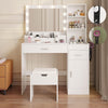 Vanity Table Set with Mirrors and Adjustable Lights ,Makeup vanity With Power Outlet for Bedroom Dressing Room,White