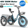 20" x 4" Fat Tire Electric Tricycle for Adult, 7 Speeds Electric Trike 48V 500W Motorized Tricycle , Electric Three Wheels Bicycle for Senior, Aluminum Frame & Rear Basket ,16mph
